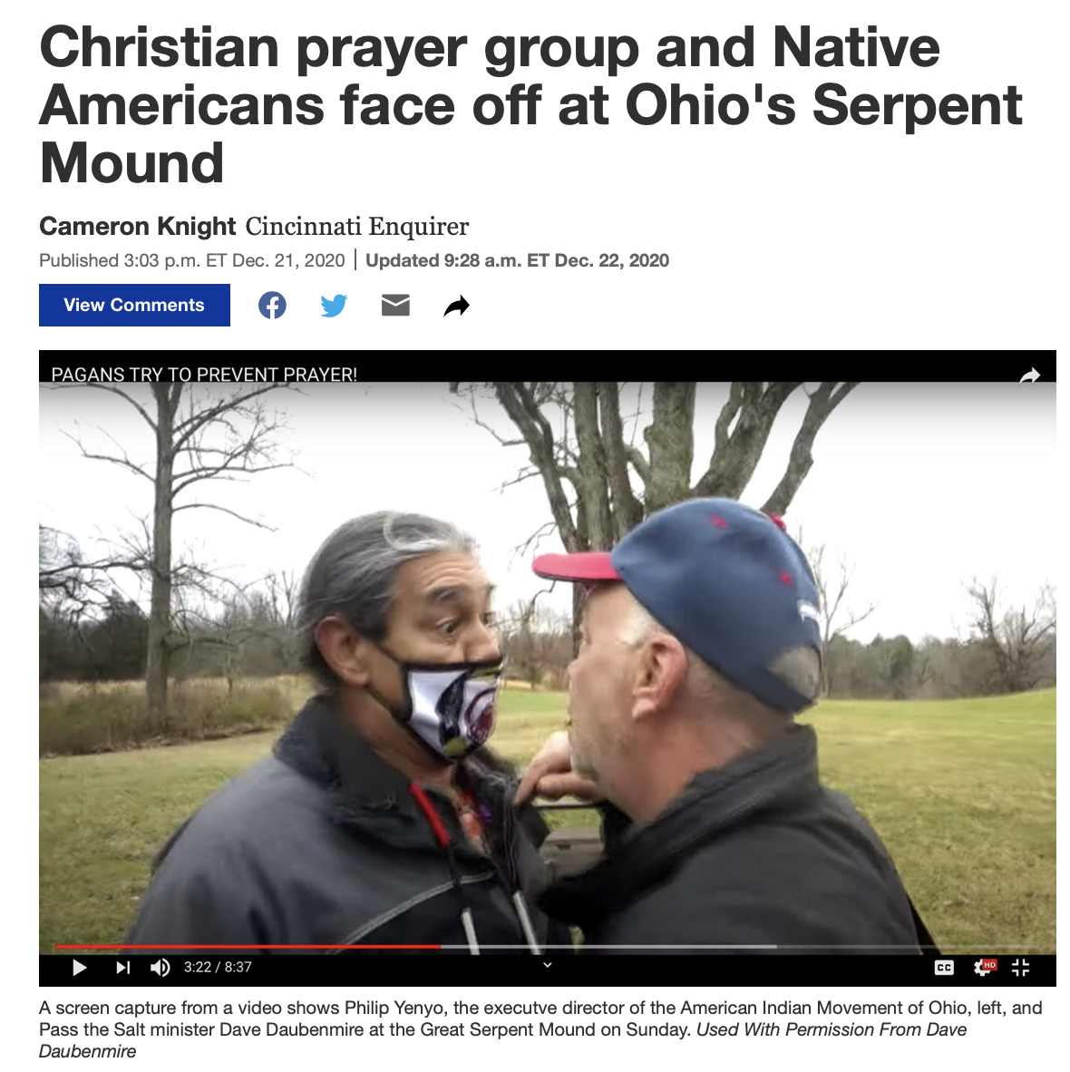 Christian group praying away Serpent Mound "dark energy" & claiming the mound for Jesus