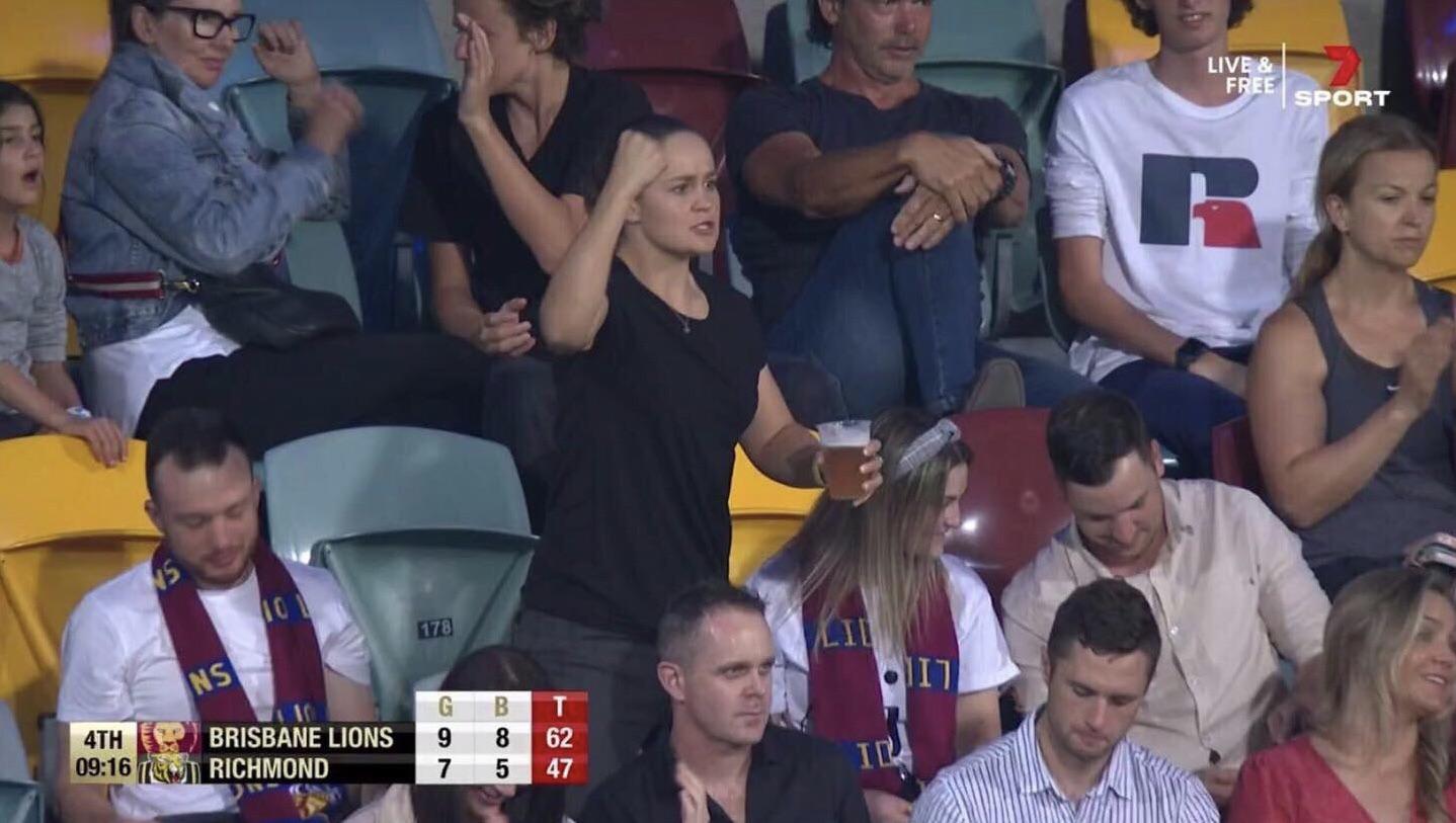 World #1 Ranked tennis player Ash Barty, in true Aussie fashion, sipping beer and watching her favourite team in the AFL finals instead of playing in the French Open