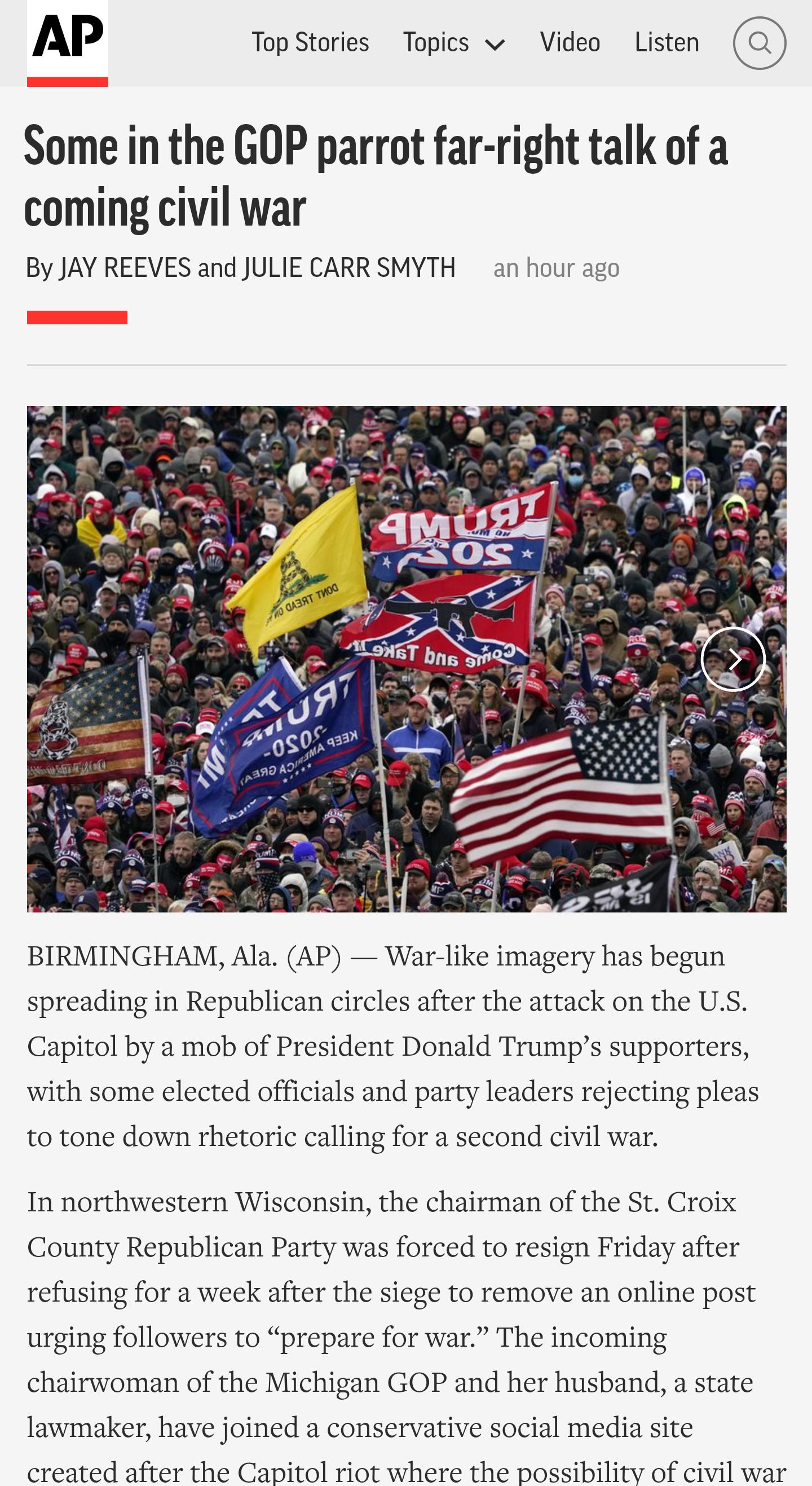 Some in the GOP parrot far-right talk of a coming civil war