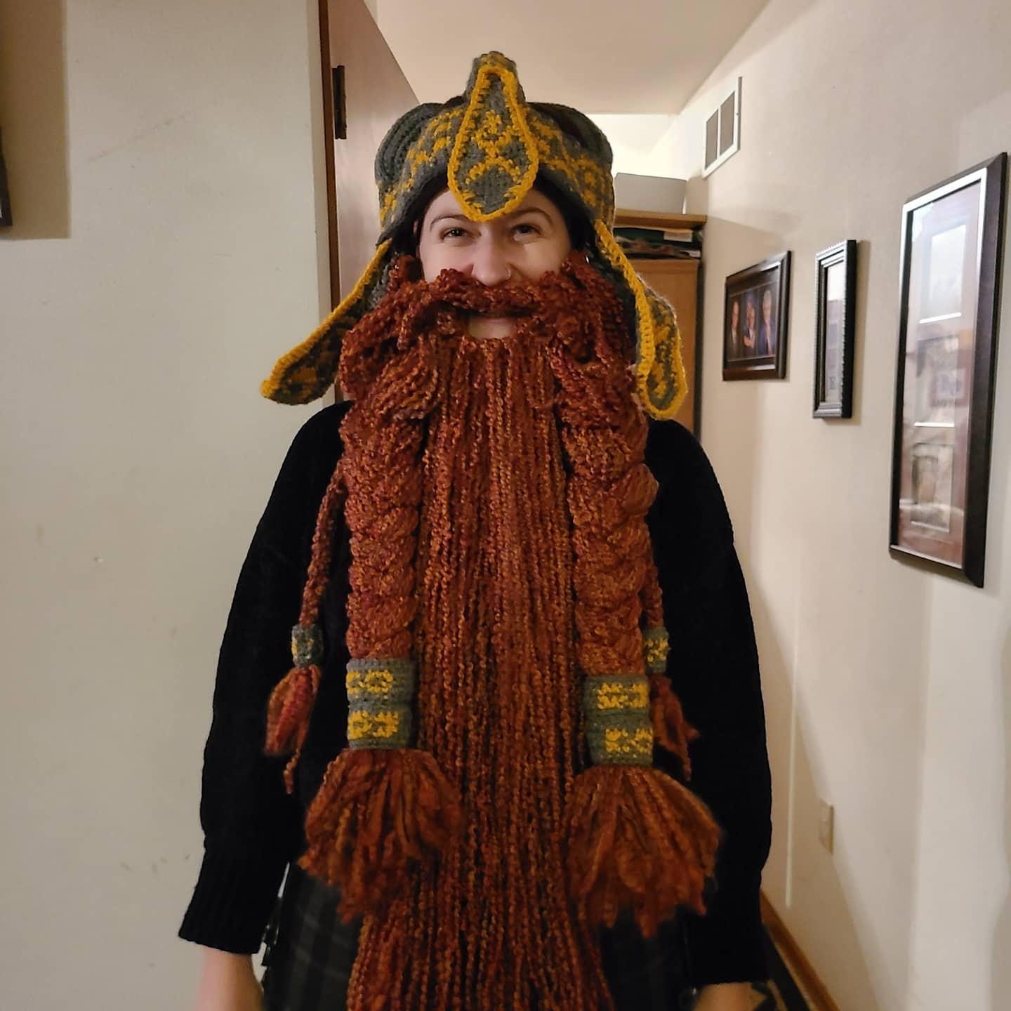 Homemade Crochet LOTR Gimli Helmet!