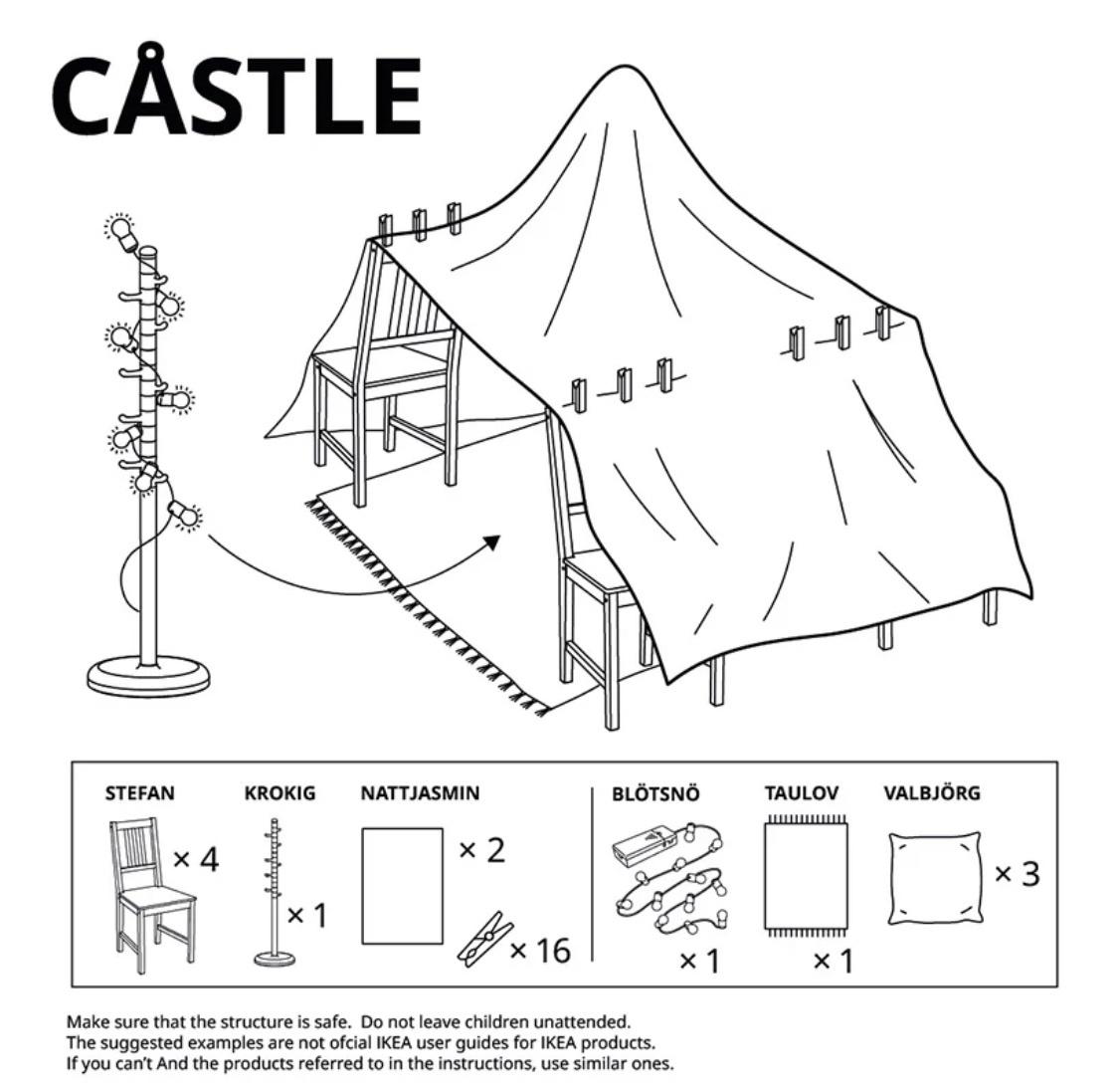 IKEA just released instructions on how to build several forts with their furniture