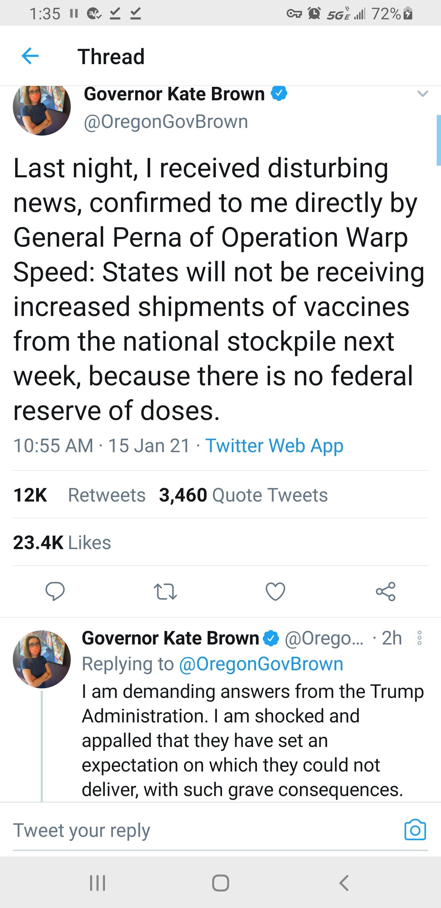 There is no federal reserve of Covid-19 vaccine doses...