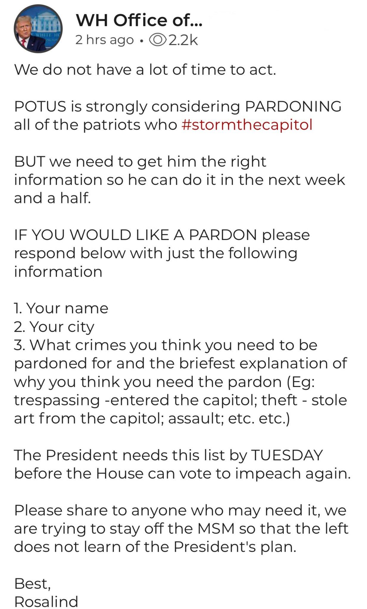 Are you MAGA ? If yes then you might be eligible for a complete Pardon