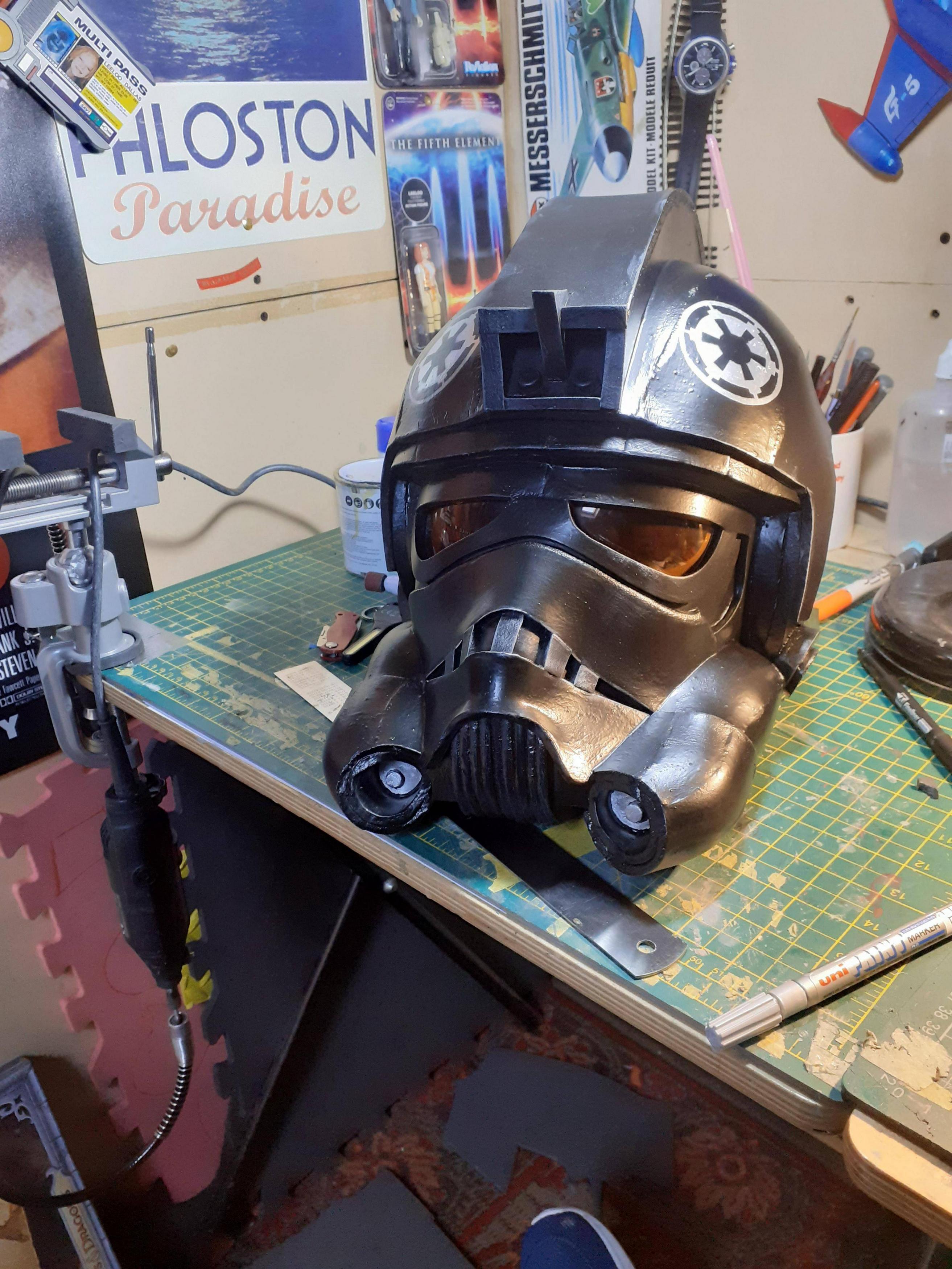 Finished the Tie Fighter pilot helmet I'd been working on over the holidays!