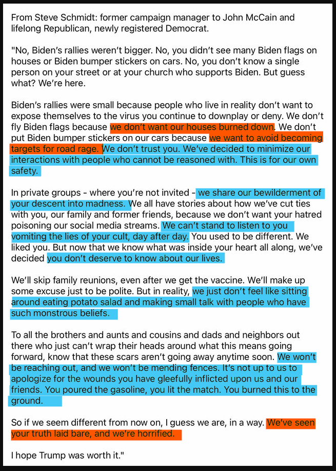 We have seen your truth laid bare, and we are horrified...