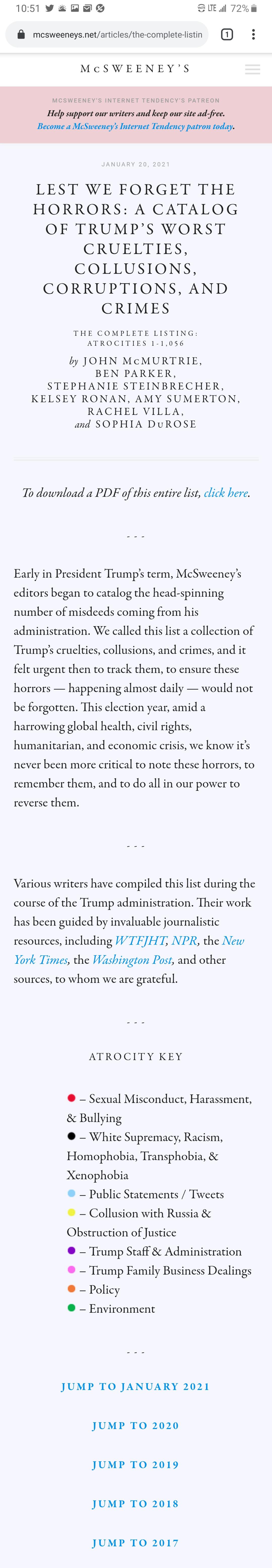 The list of Trump's 1,056 atrocities are finally done... I think...