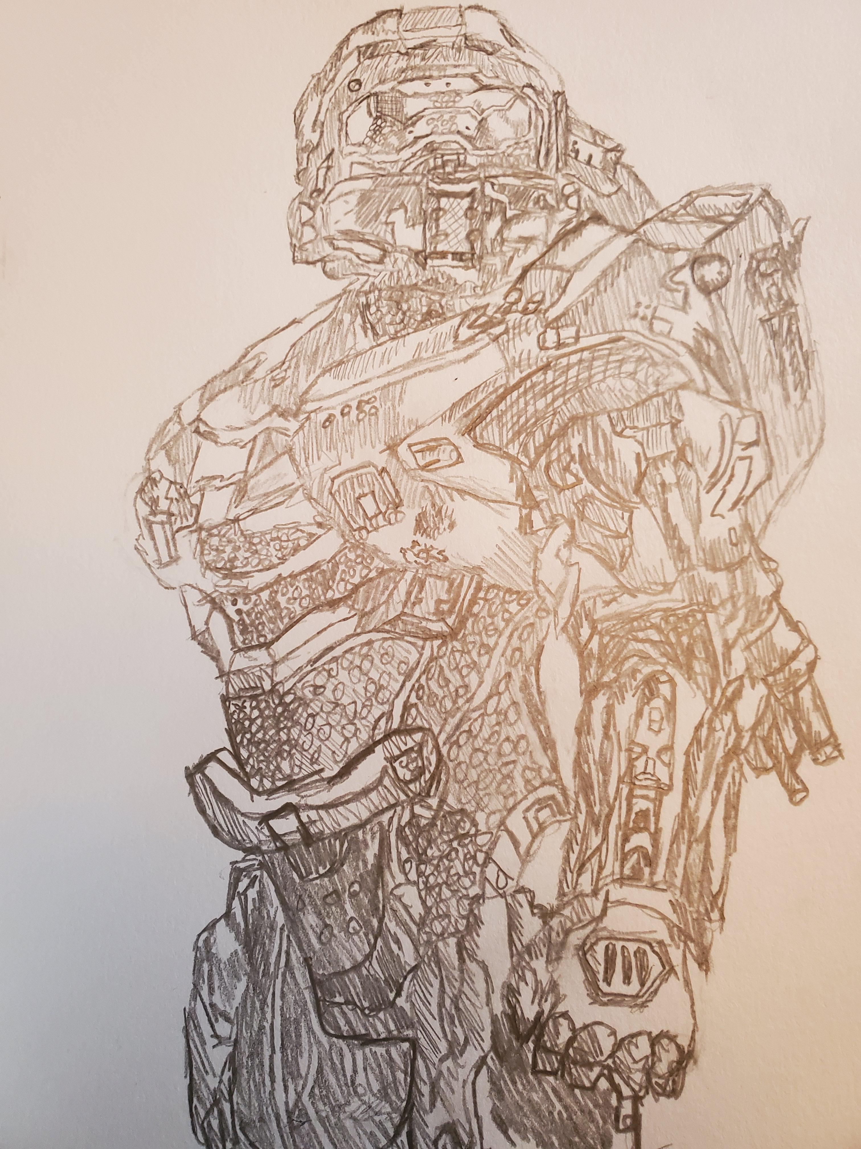 Never really played Halo but I love Master Chief! Drew this for my art class