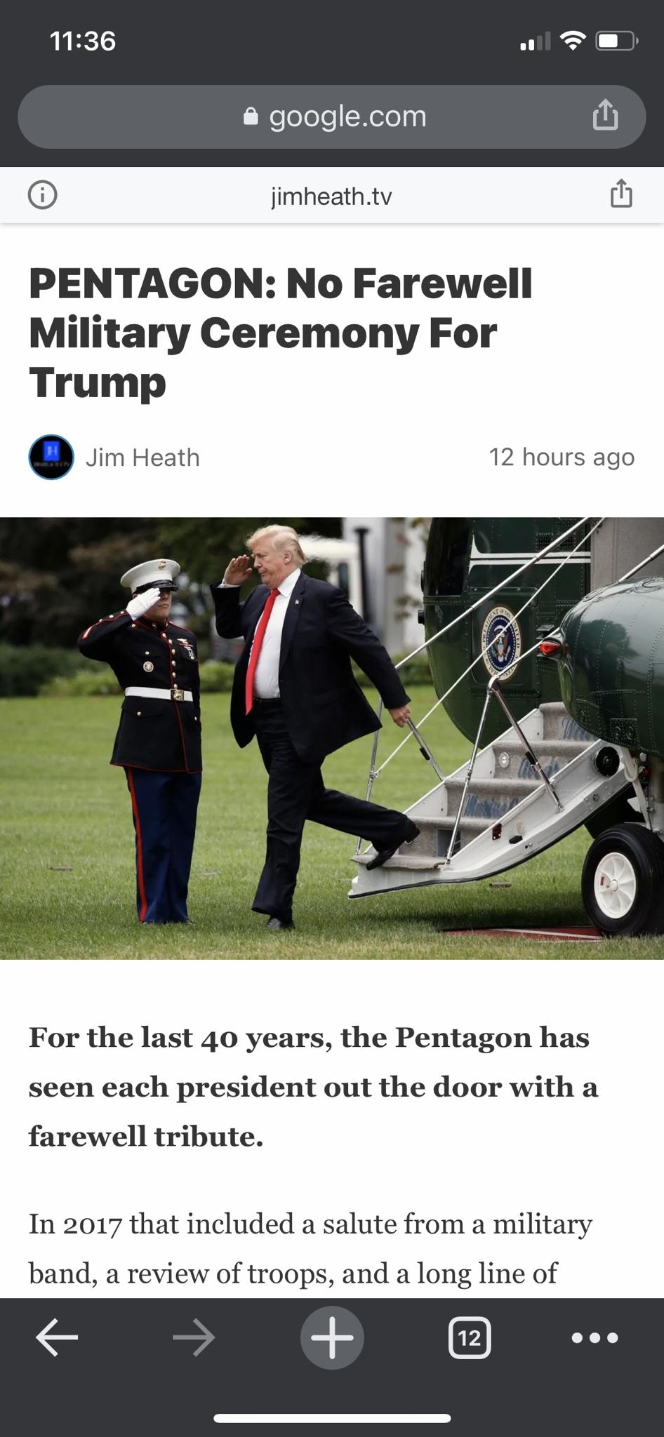 Poor Donny.  No farewell from the troops he claims loves him?