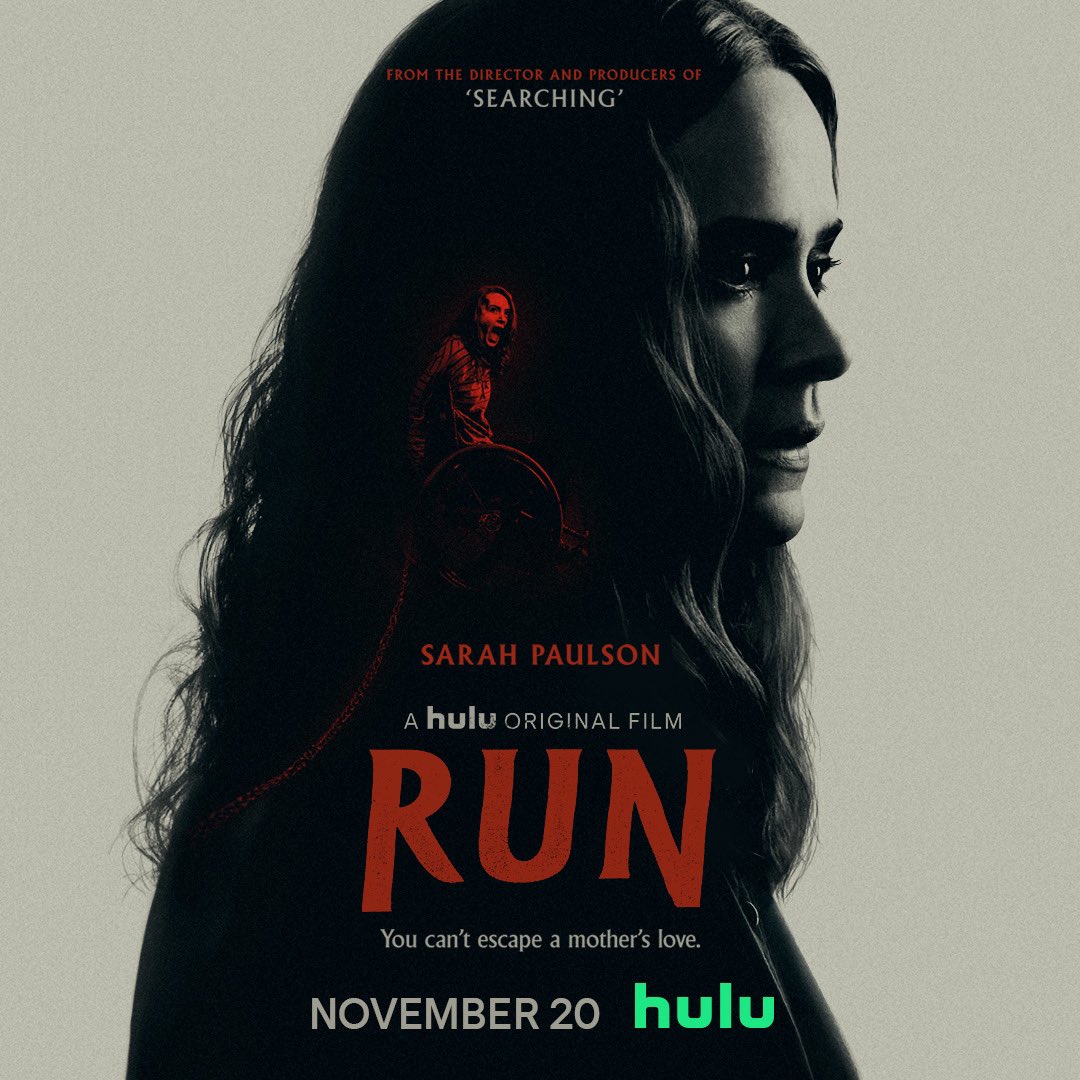 Official Poster for 'Run' - From 'Searching' Director Aneesh Chaganty; stars Sarah Paulson and newcomer Kiera Allen.