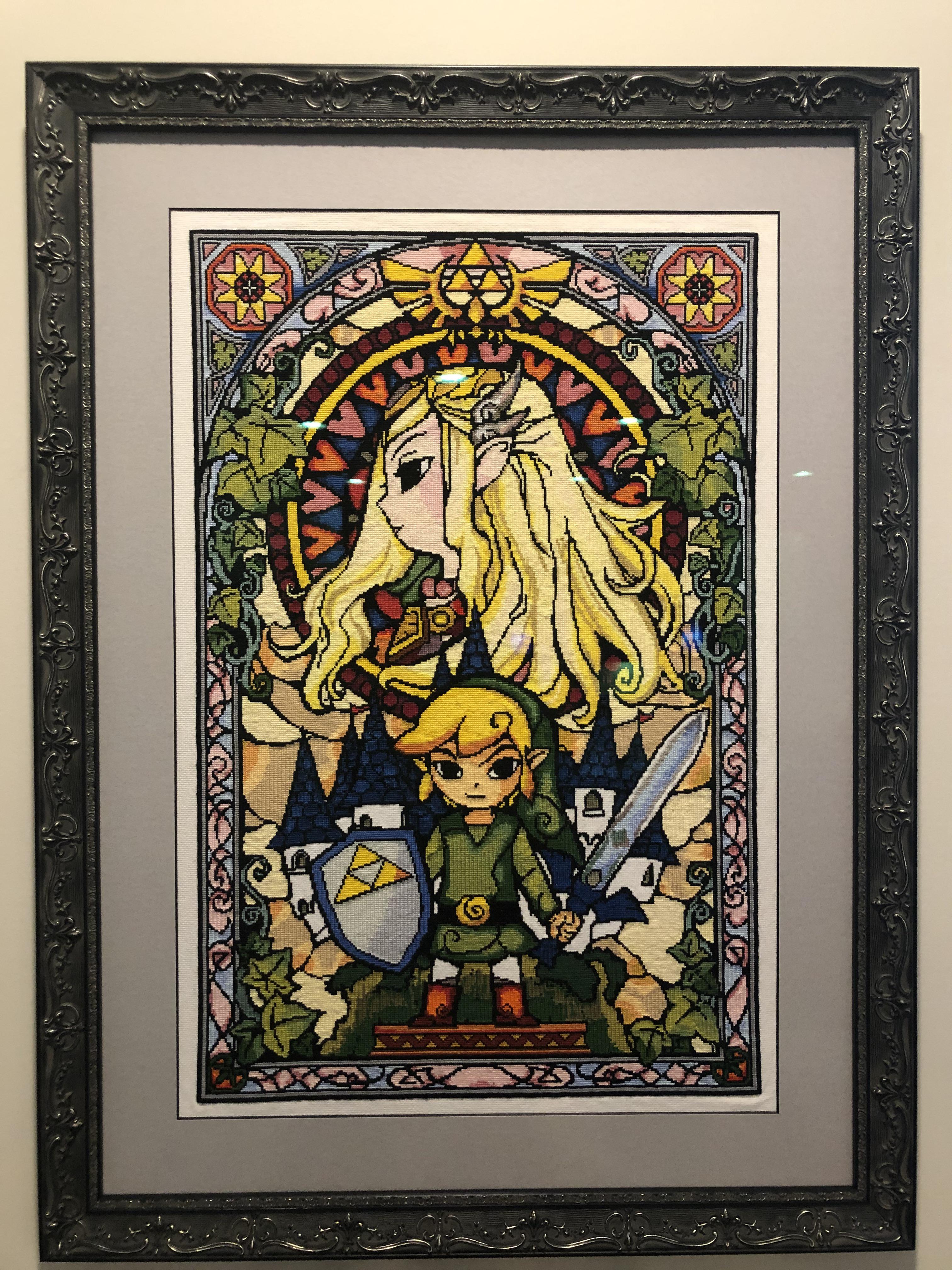Zelda cross stitch. 2 feet tall, more than 100,000 stitches, more than 750 hours.