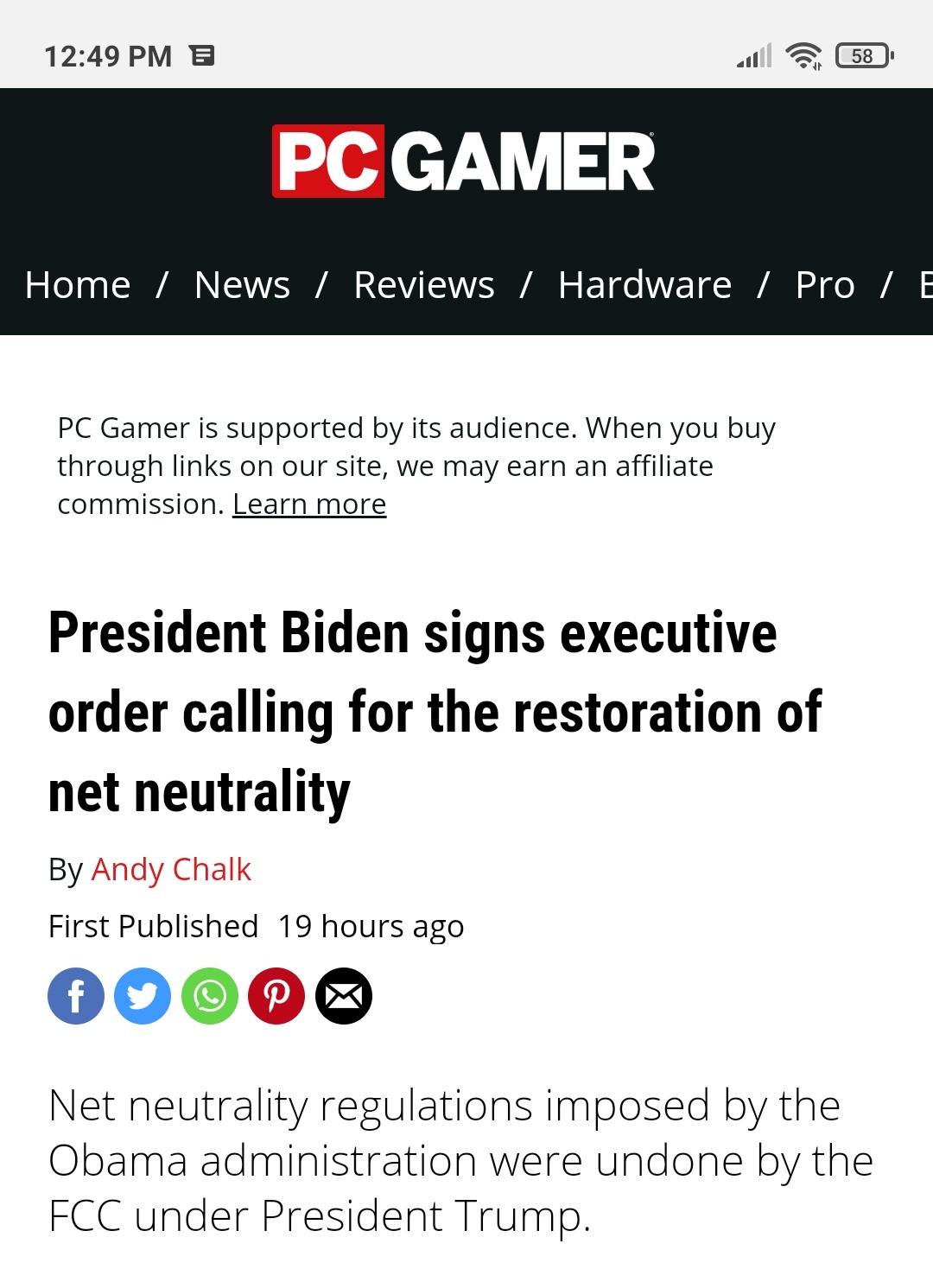 President Biden signs executive order calling for the restoration of net neutrality