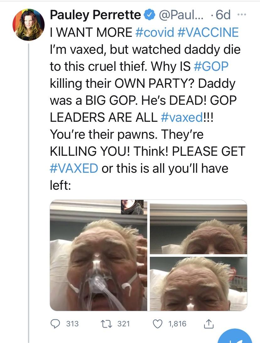 Pauley Perrette Implores People to Get Vaccinated, After Her Anti-Vaxxer Dad Died Recently from COVID-19