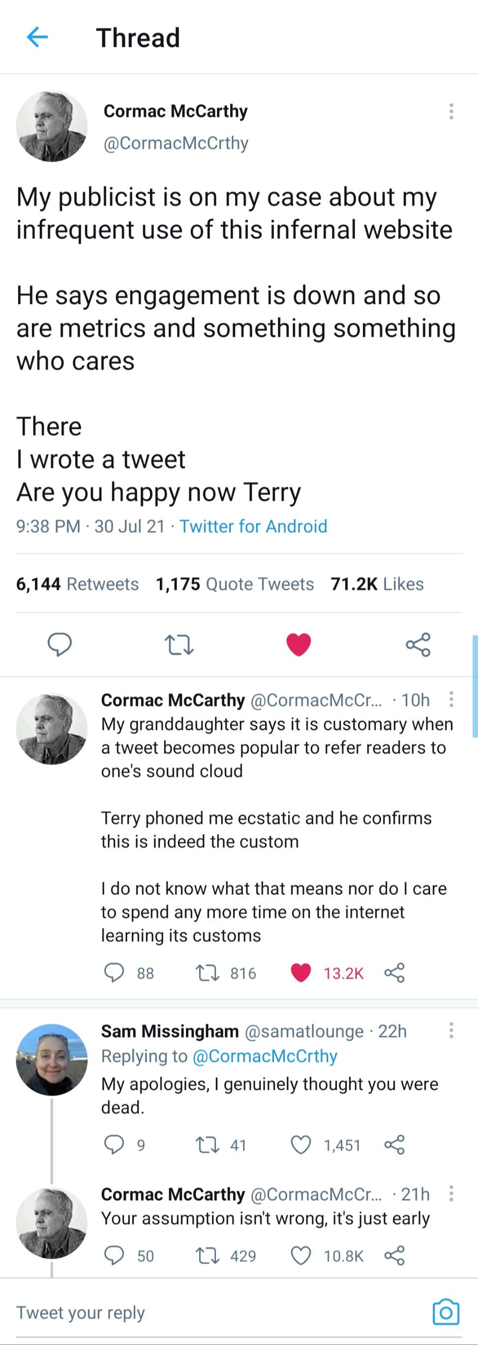 Thank the God's for Cormac McCarthy!