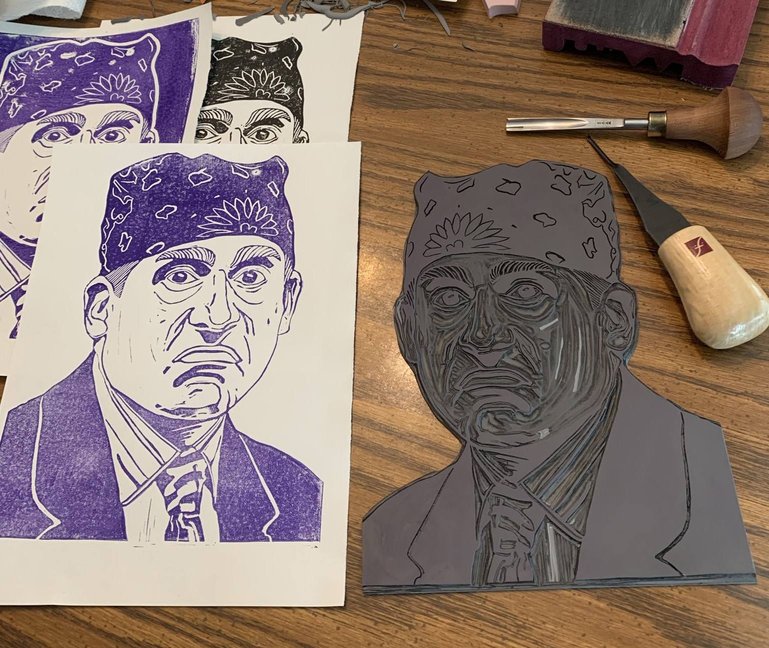 "The worst thing about prison was the Dementors" - Prison Mike lino cut print