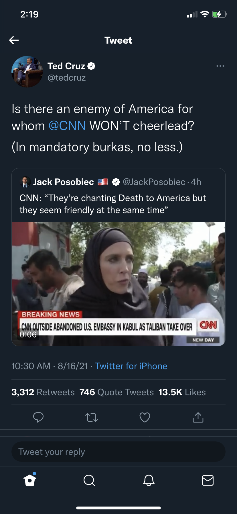 Cruz got absolutely eviscerated by CNN social media on Twitter.