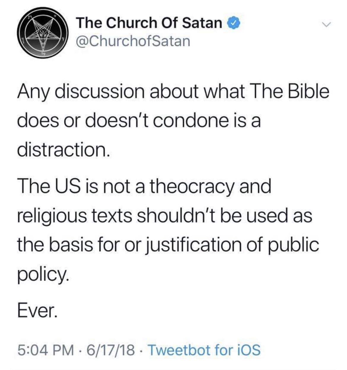 Satan says it&rsquo;s just meant as personal advice