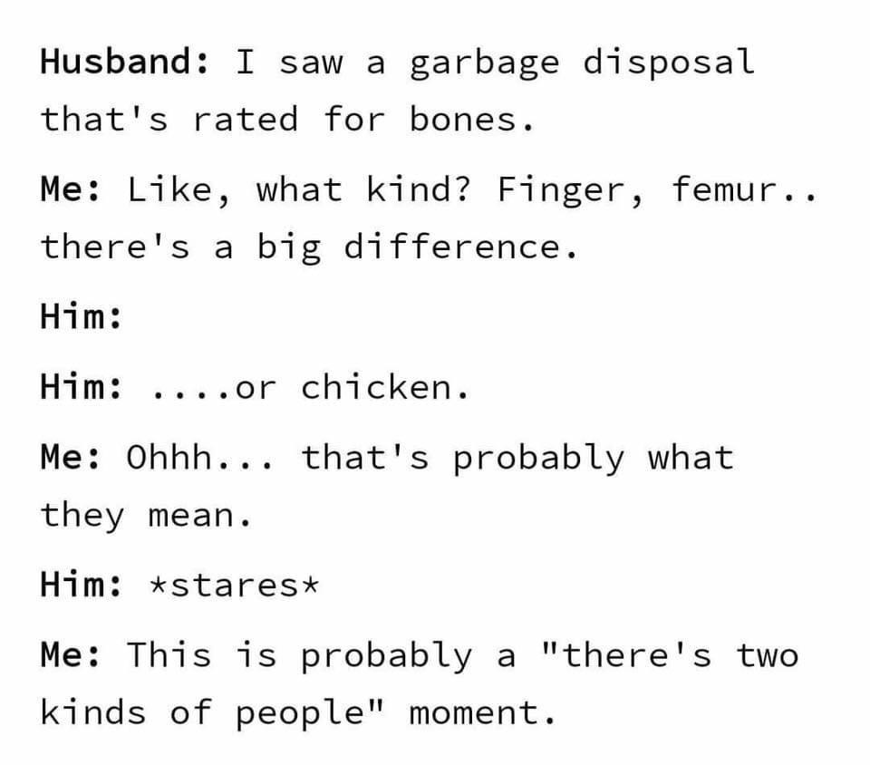 A garbage disposal rated for bones &hellip;