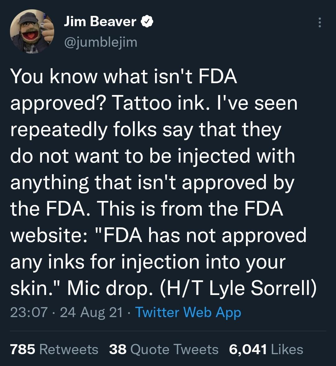 Hey Karen, you know what else isn't FDA approved?