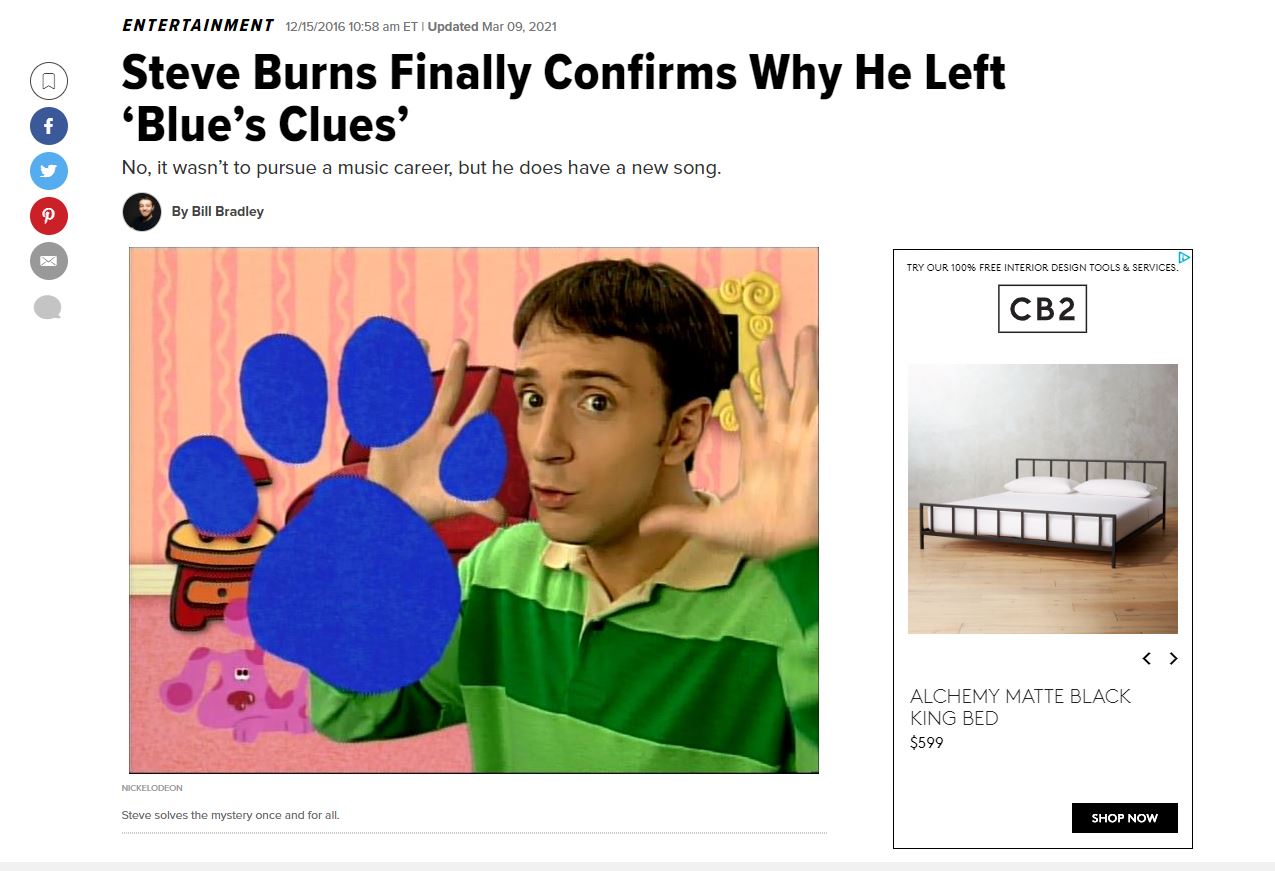 Here is the real reason Steve left Blue's clues good news it's nothing bad, bad news the reason is boring