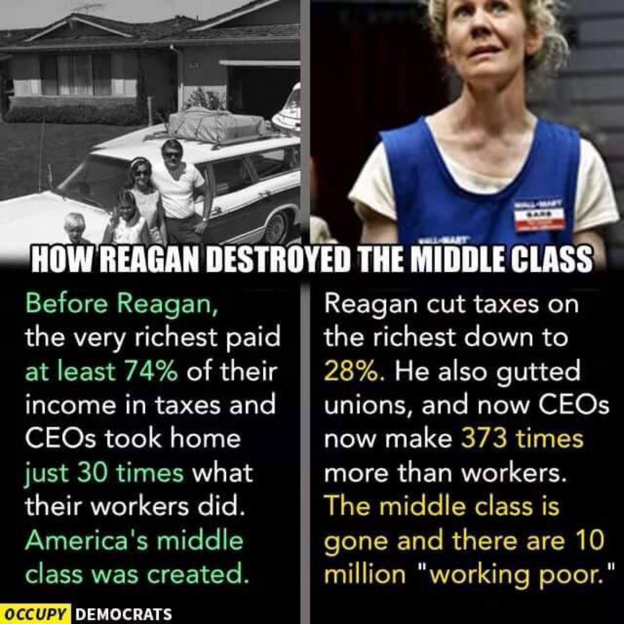 How Ronald Reagan destroyed the middle class in the United States￼