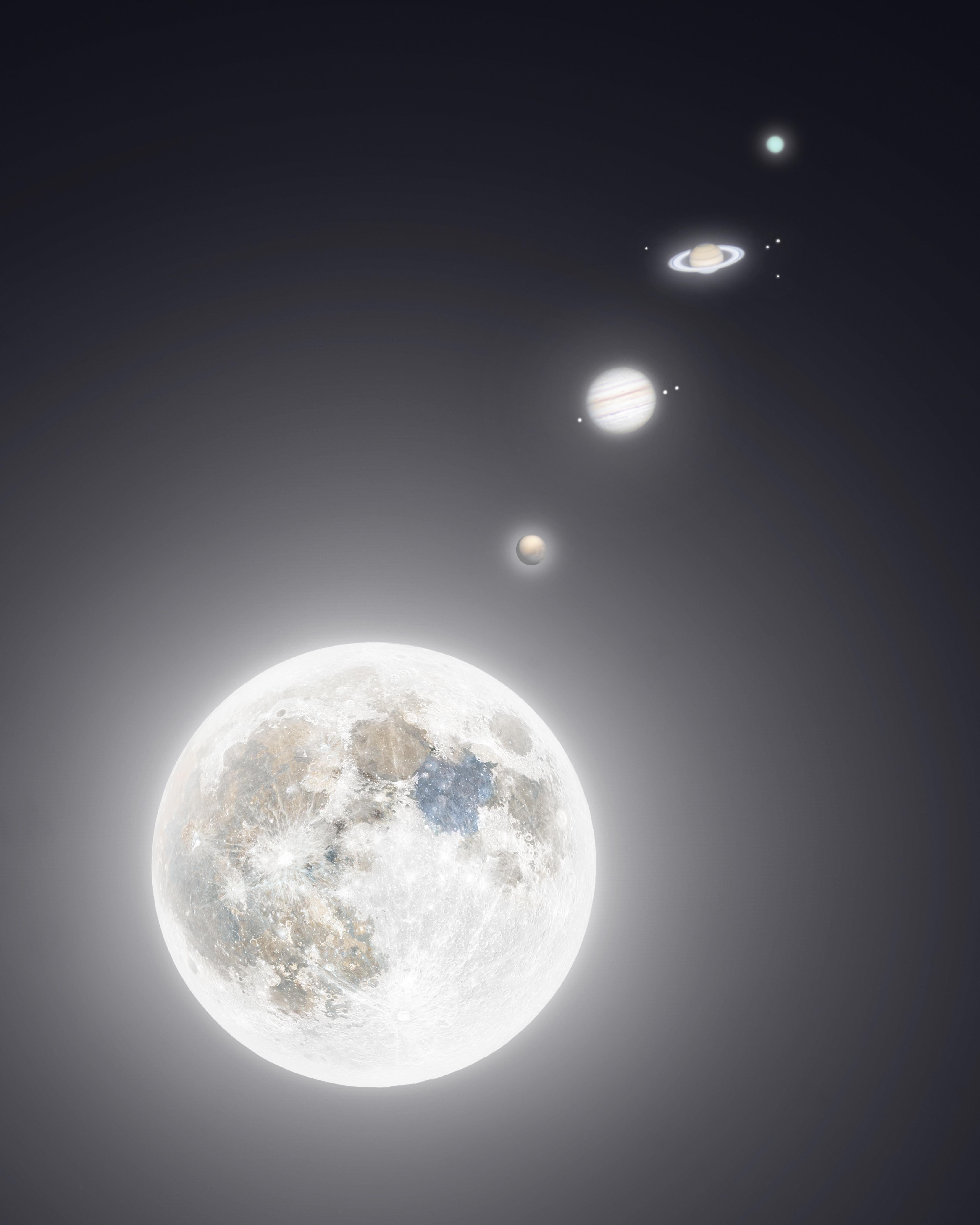 This is a celestial portrait that shows my accomplishment in astrophotography until now (some people asked me to show "Uranus", I do)