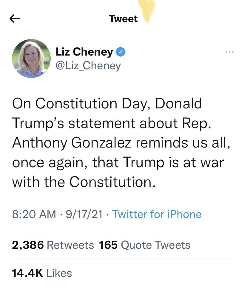 Liz Cheney tweet on Trump&hellip;