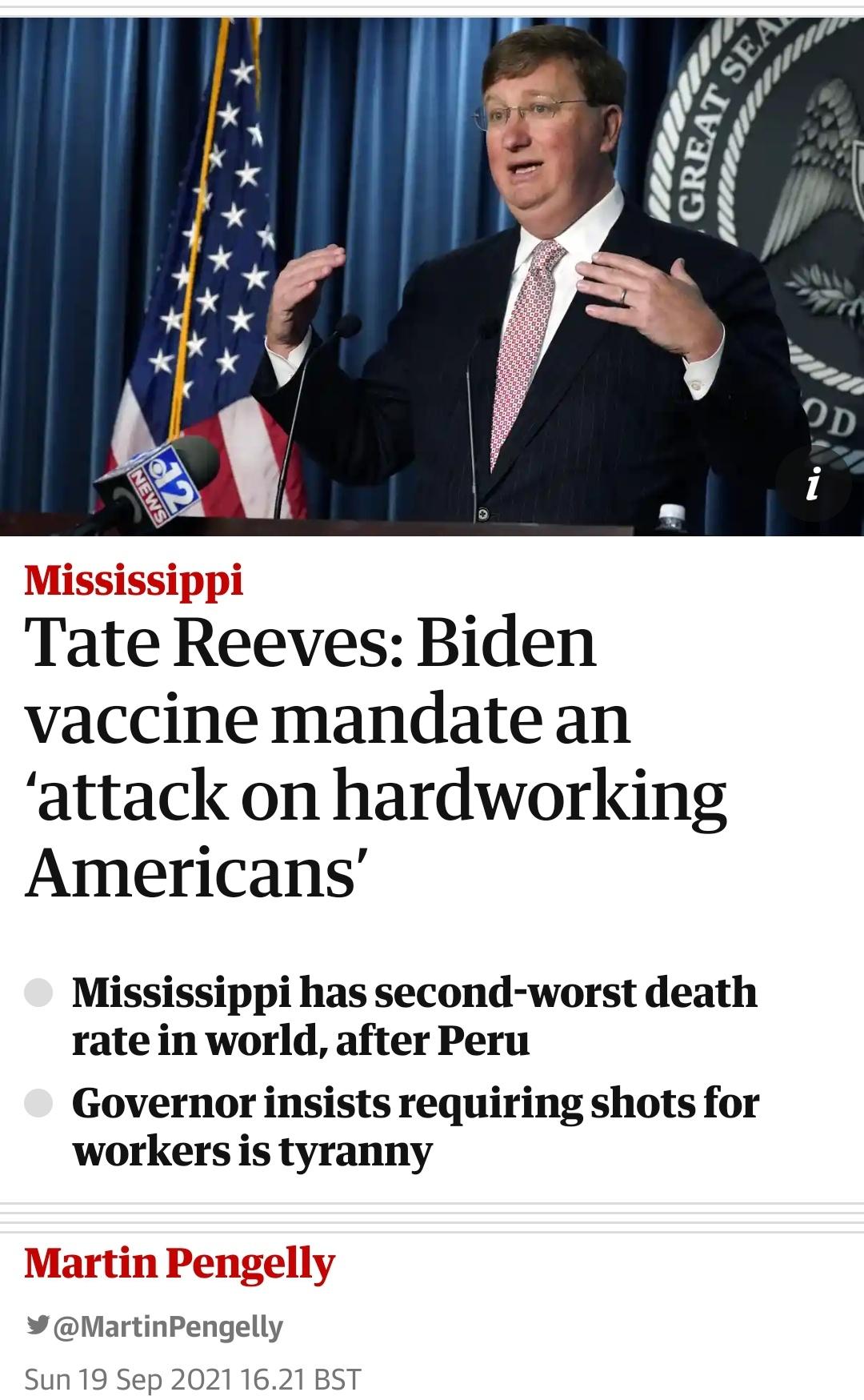 If Mississippi were a country it would be the second worst-hit in the world,&nbsp;after Peru.