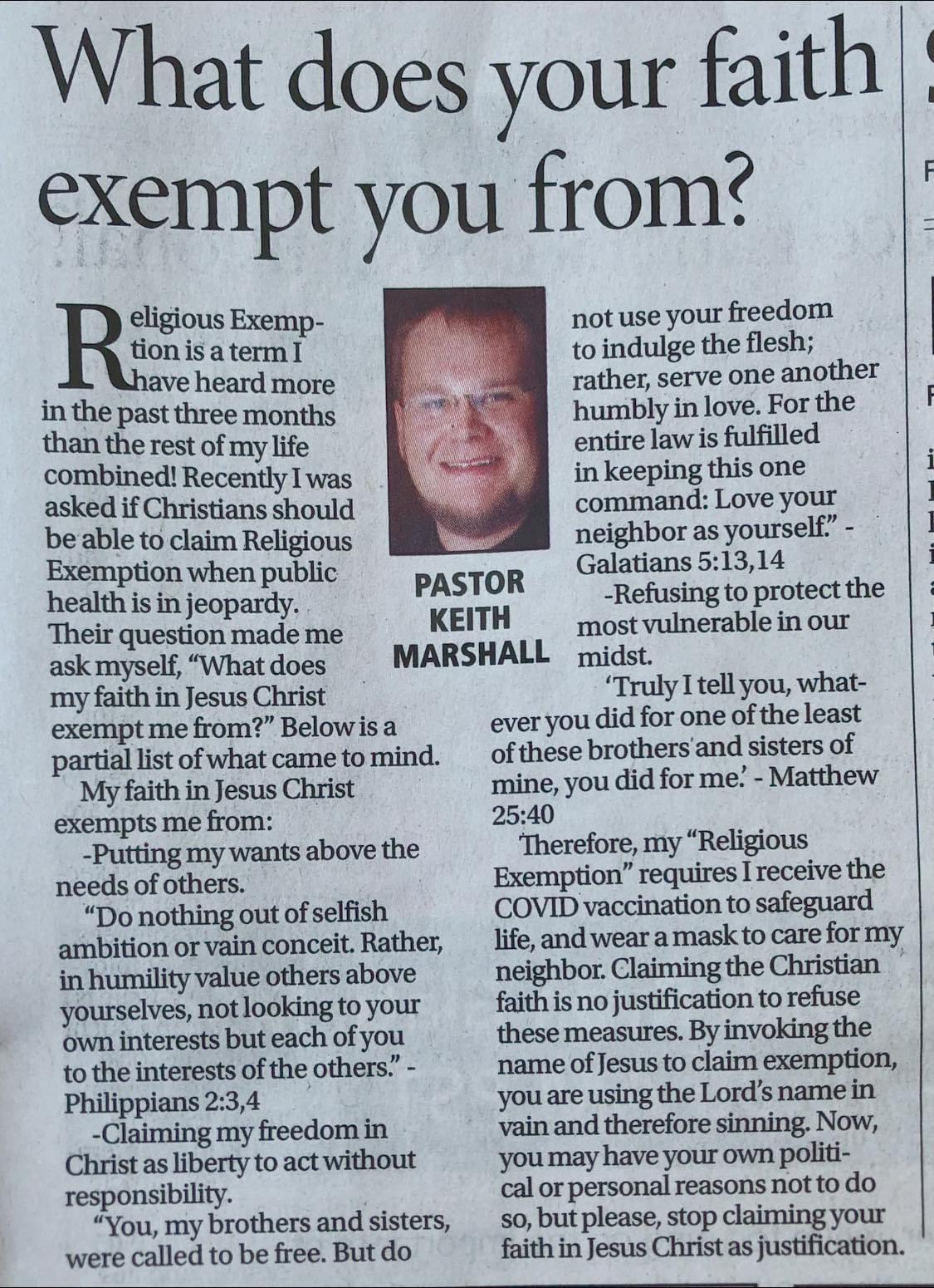 Religious exemptions I can get behind