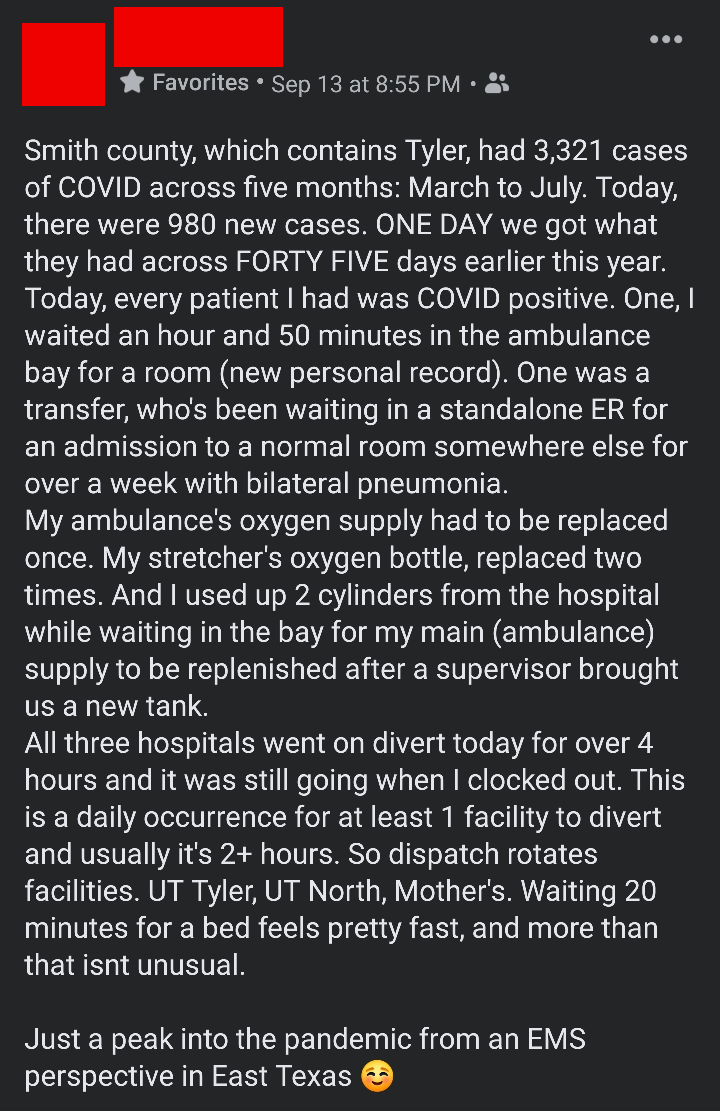 Perspective from an EMS friend. The pandemic is not over because we get tired of it.