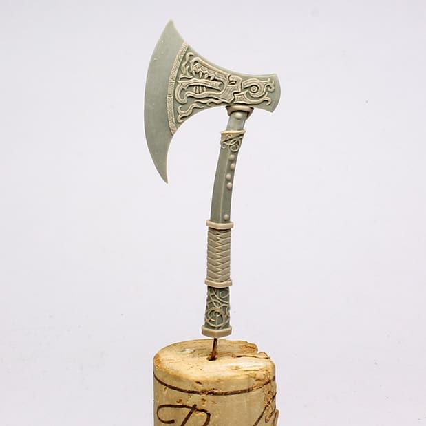 Dwarf axe Work in Progress (wine cork for scale !)