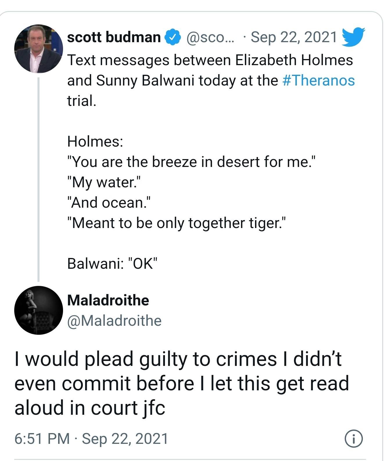 Imagine committing crimes for an "OK" reply text.