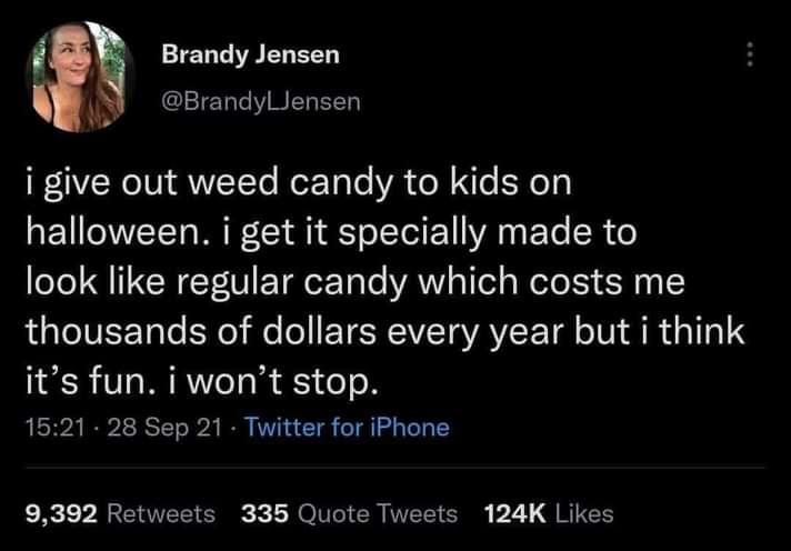 Her house is the one when the king line of kids dressed as wooks