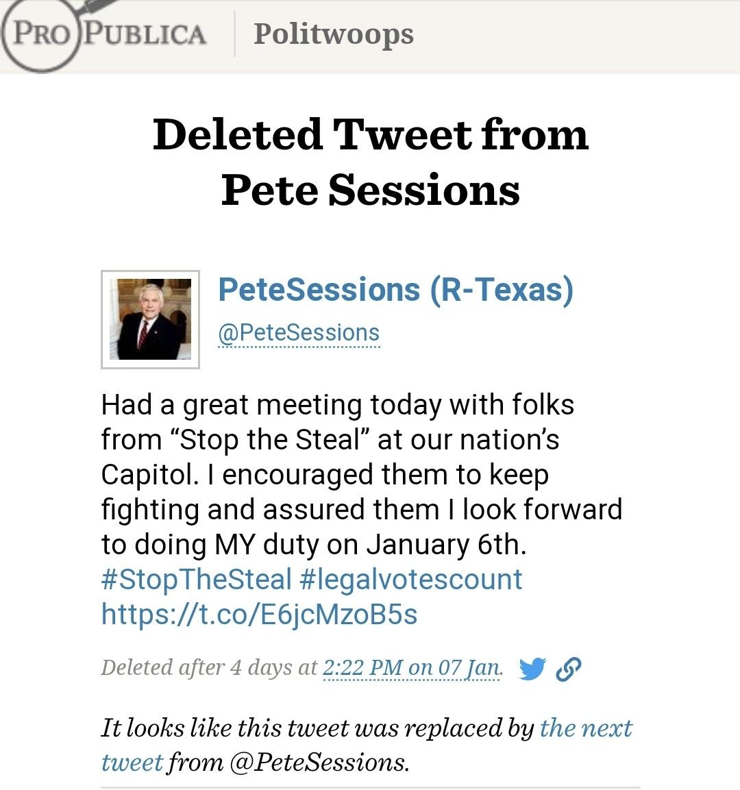 Just a reminder that this tweet was deleted on 1/7/21