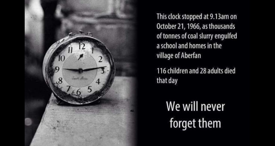 Aberfan disaster anniversary. Children went to school and never came home.
