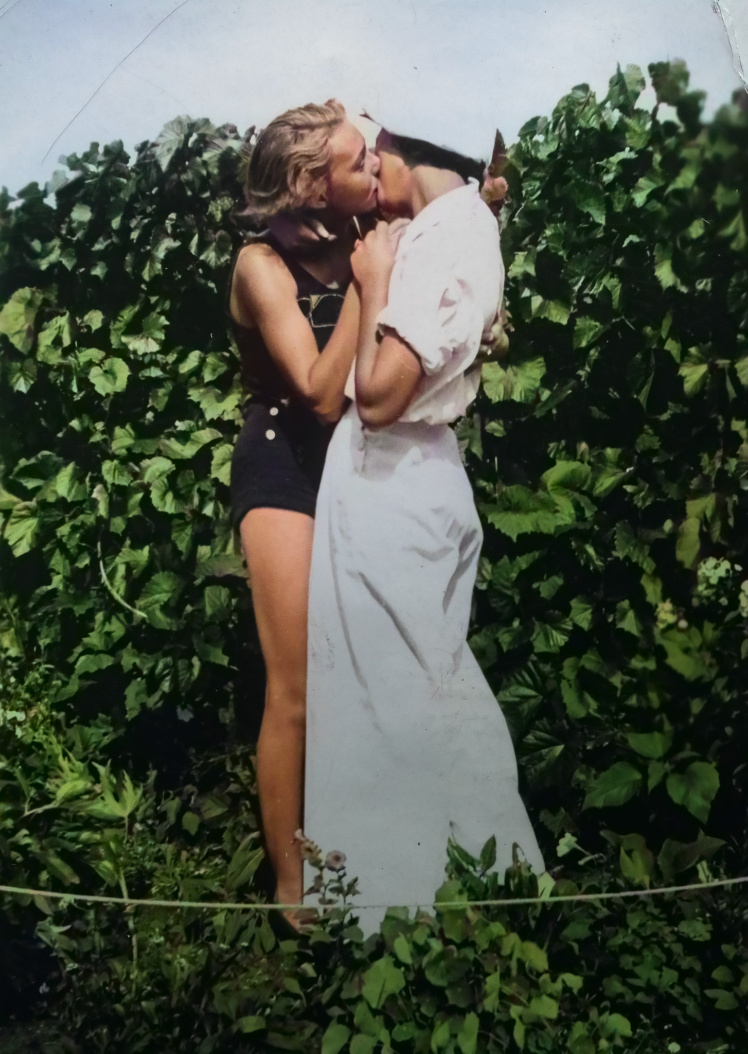 Grandmother with her friend in the late 1930s or early 1940s, in Minnesota - Colorized