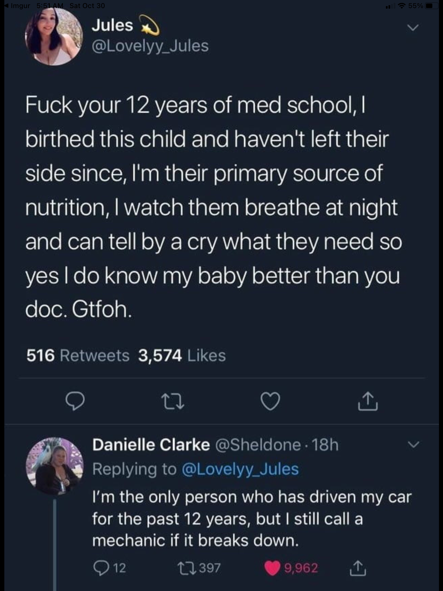 Bet a doctor with 12 years of med school helped with the birth.