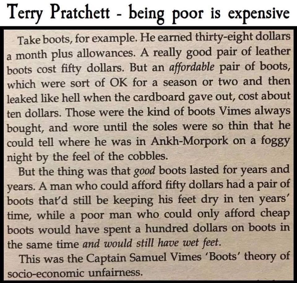 Samuel Vines &lsquo;Boots&rsquo; theory of sociology-economic unfairness