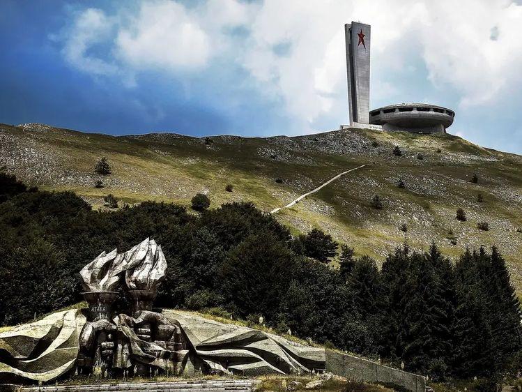 The Buzludzha, former assembly hall of the Bulgarian Communist Party, left derelict and decaying since 1989. The government has the money neither to restore it nor tear it down. Most of the beautiful murals have been destroyed by vandals or the elements.