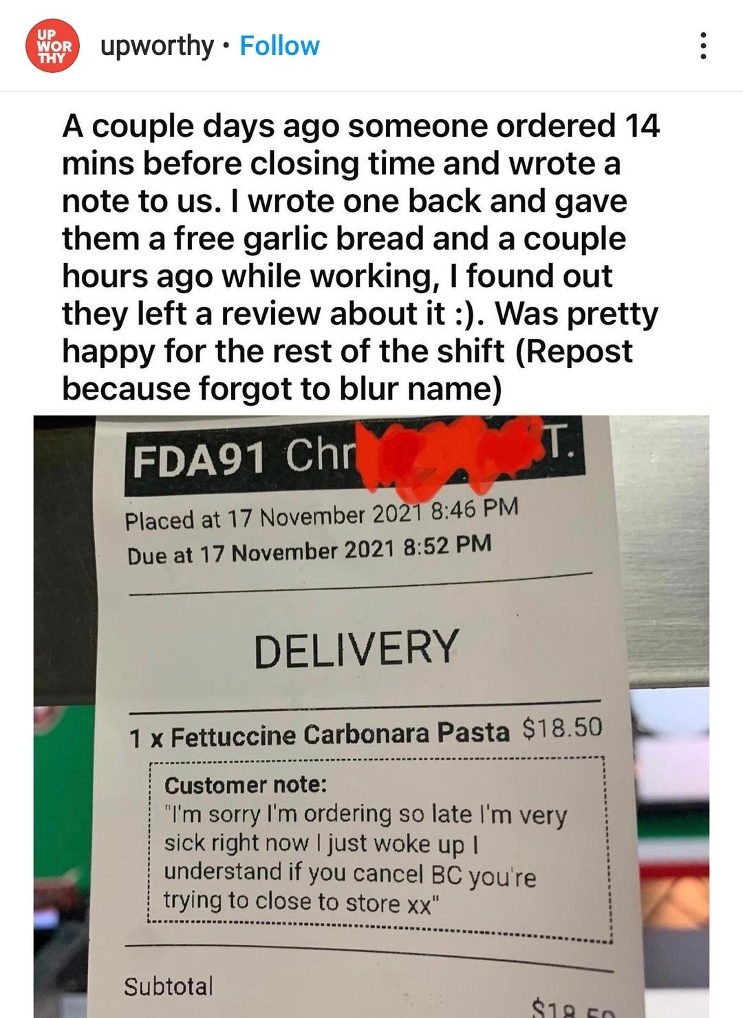 Small act of kindness