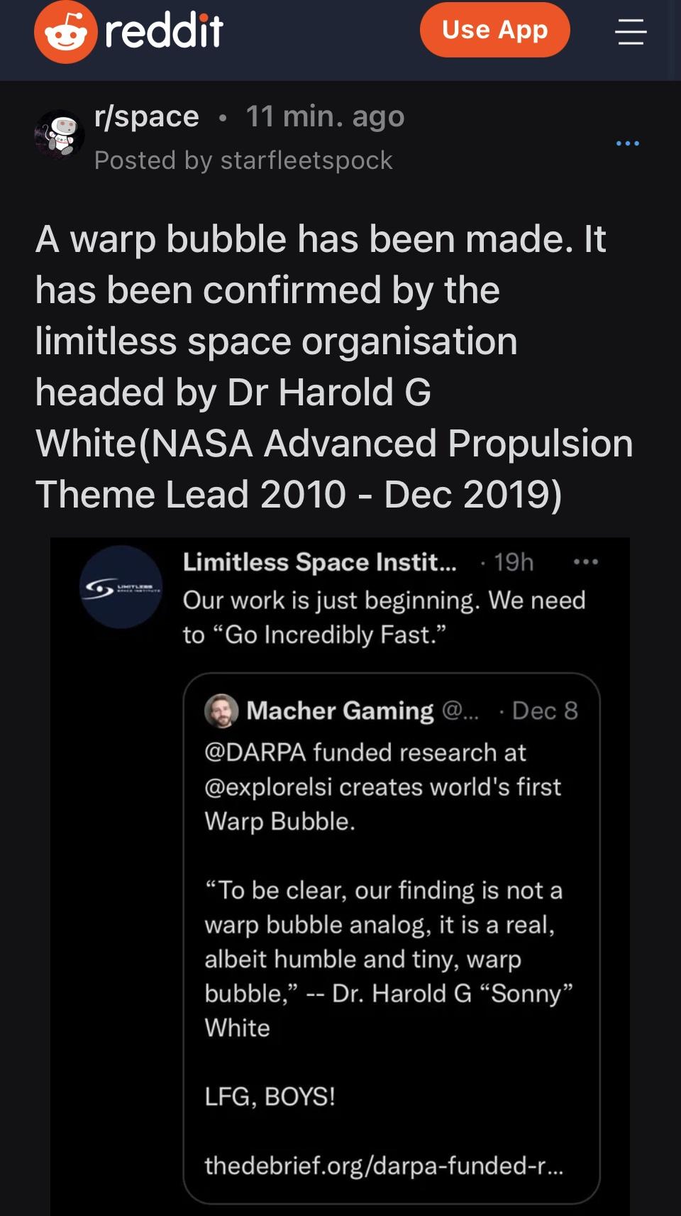 A Warp Bubble has been made. Why is no one losing their shit?