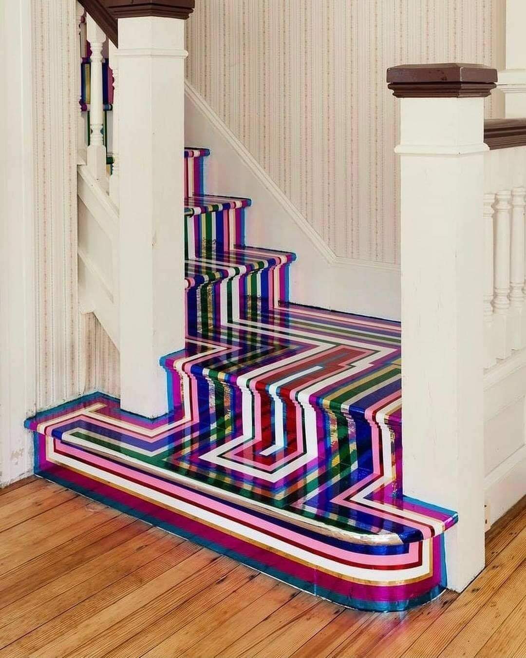 Hypnotic, technicolor floor installations
