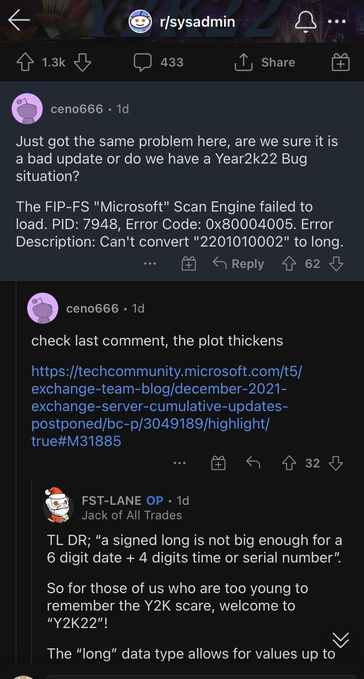 New Year, New Fail As Y2K22 Bug Brings Down Microsoft Exchange Mail Servers Worldwide