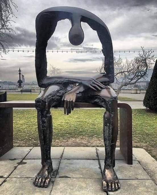 This statue is called 'Emptiness' and was created by a grieving parent. It illustrates how a parent feels after losing a child