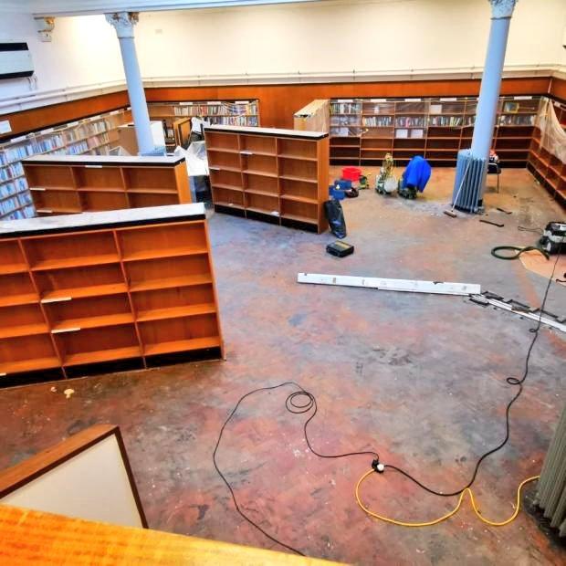 They found a 117 year old wooden parquet floor under the carpet in a Glasgow library.