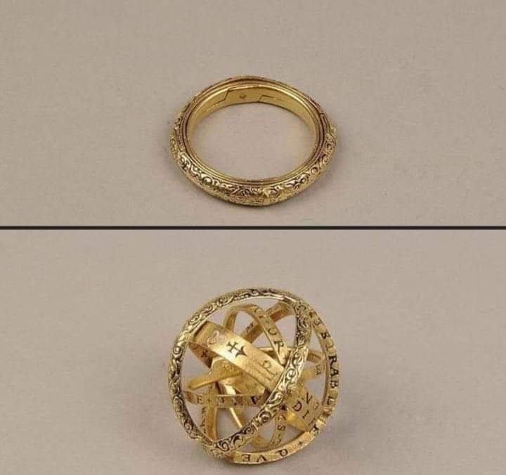 A German engagement ring from the 16th century. It was designed to turn into an astronomical sphere