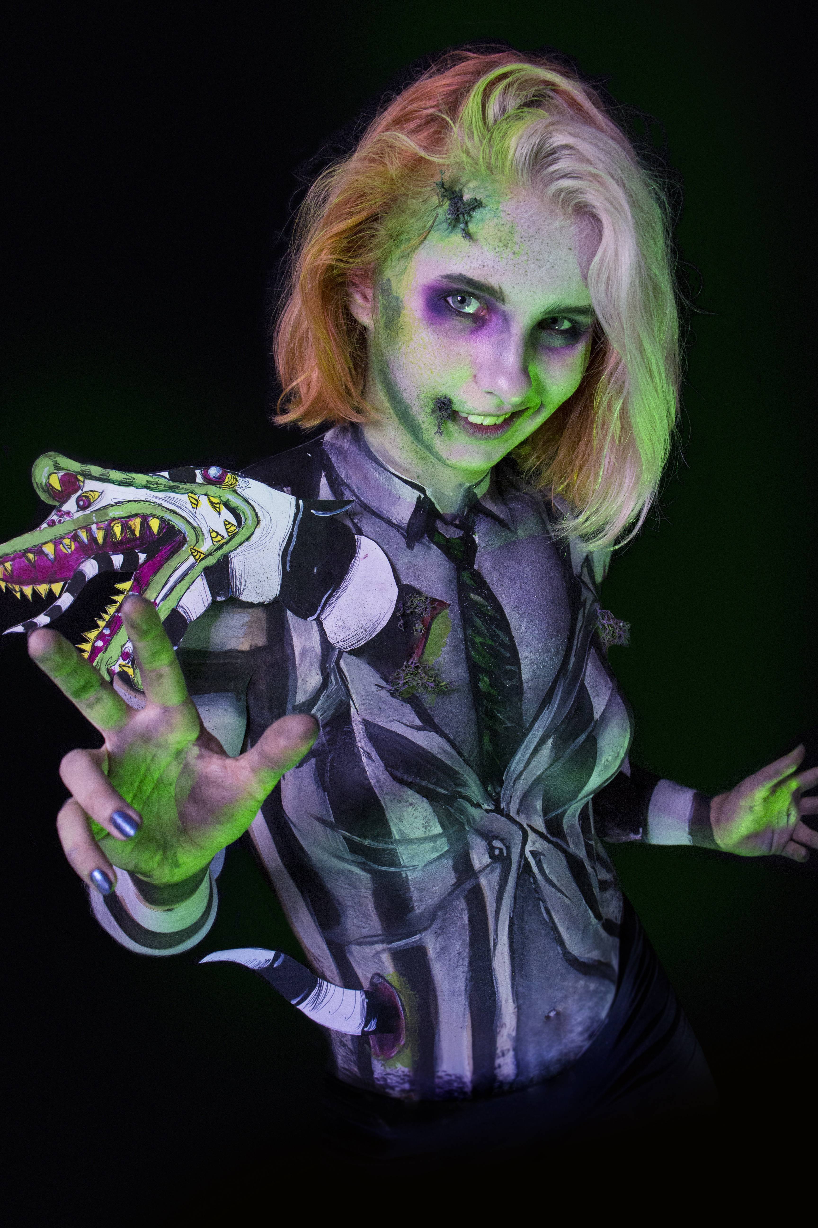 Beetlejuice Cosplay bodypaint