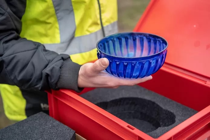Archaeologists have unearthed a flawless Roman blue glass bowl in the Dutch city of Nijmegen