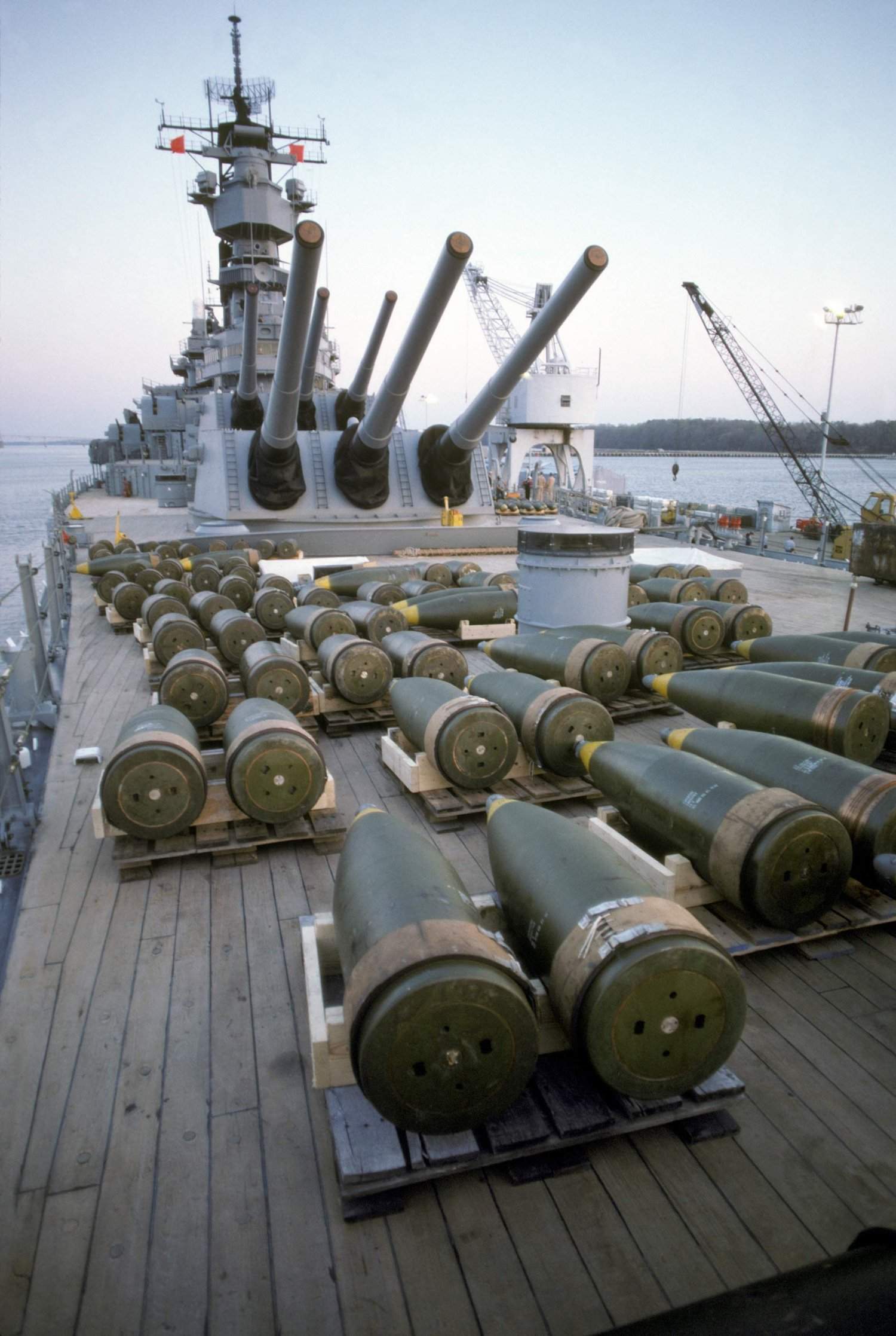 16 in shells on the deck of an Iowa class battleship.