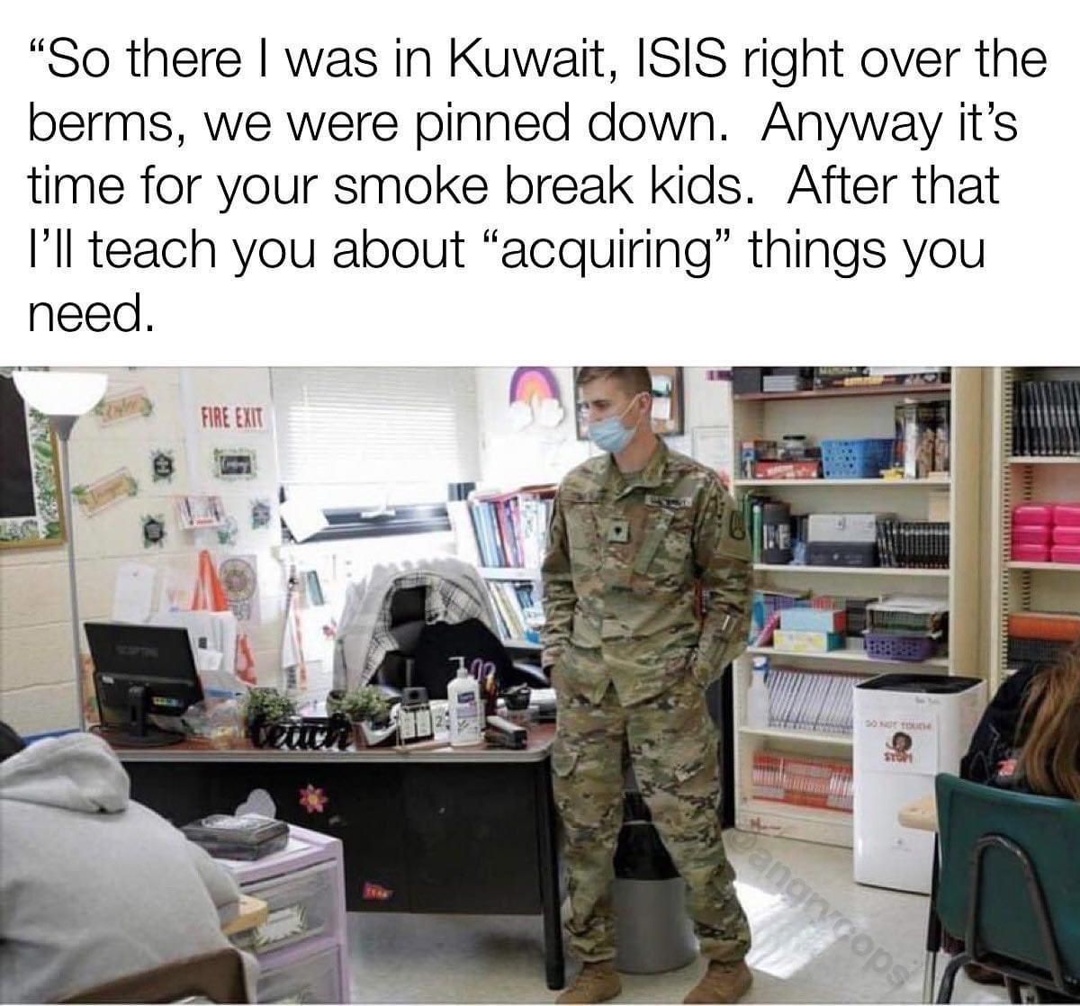 What I think is going on when I hear the National Guard is being put on ordered to substitute teach.