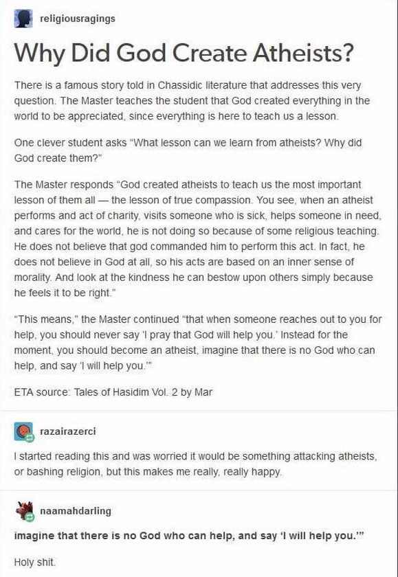 Why Did God Create Atheists ?